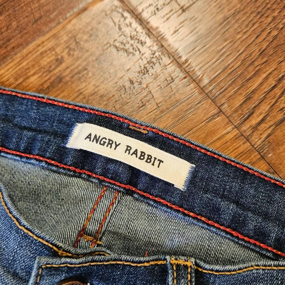 Angry Rabbit Distressed Blue Cropped Flare Jeans - Picture 7 of 9